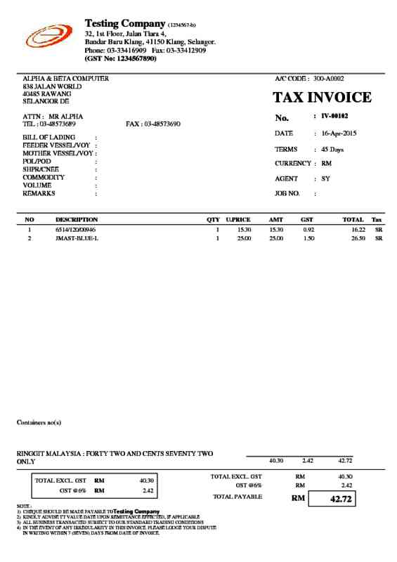13 Tax Invoice - Forwarding